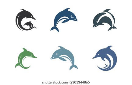 Set of dolphin logo template vector icon illustration design. Dolphin logo concept