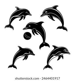 A Set of Dolphin Silhouette