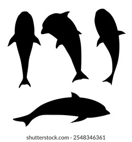 set of dolphin silhouette element 