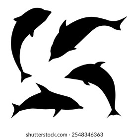 set of dolphin silhouette element 