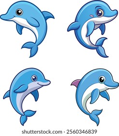 Set of Dolphin silhouette vector illustration