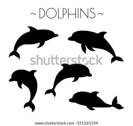 Set Dolphin Silhouettes Vector Illustration Stock Vector (Royalty Free