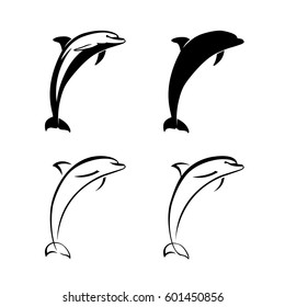 set dolphins logo sign isolated vector illustration