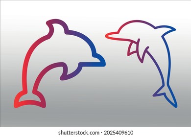 set of Dolphins silhouette abstract,  line isolated or logo isolated sign symbol vector, outline and stroke style Collection of high-quality color style vector illustration,