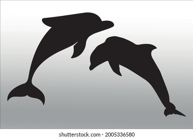 set of dolphins silhouette line  isolated or logo isolated sign symbol vector, outline and stroke style Collection of high-quality black style vector illustration