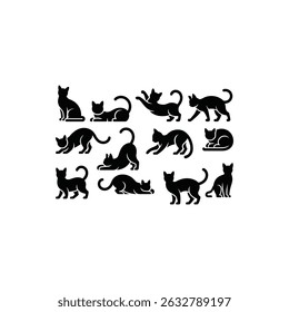 Set of domestic animal cat vector art illustration 
