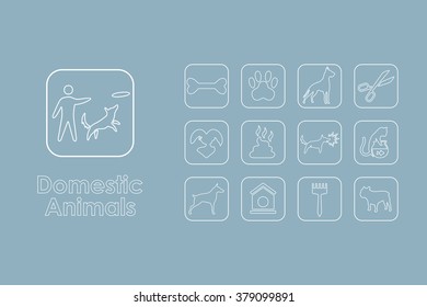 Set of domestic animals simple icons