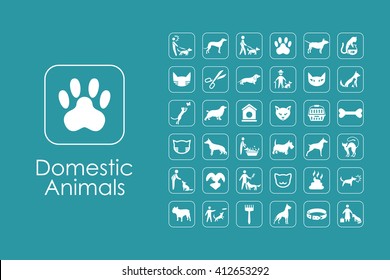 Set of domestic animals simple icons