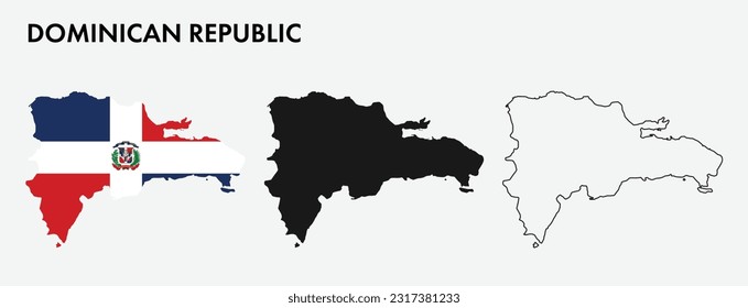Conjunto de mapas de República Dominicana aislados en fondo blanco, diseño de ilustración vectorial