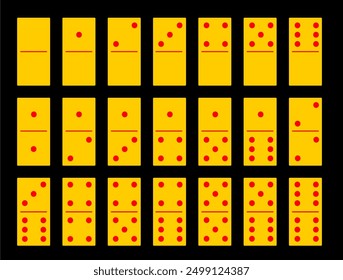 a set of domino games, game cards backed on a black background