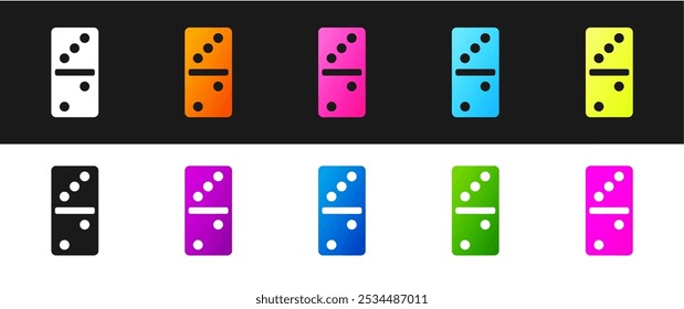 Set Domino icon isolated on black and white background.  Vector