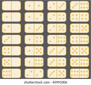 set with dominoes on black