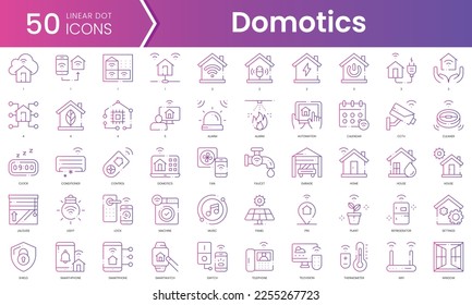 Set of domotics icons. Gradient style icon bundle. Vector Illustration