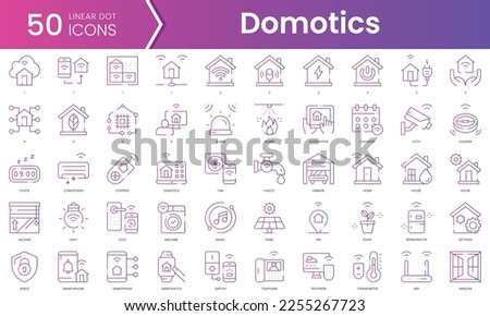 Set of domotics icons. Gradient style icon bundle. Vector Illustration