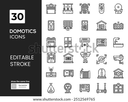 Set of domotics icons. Thin linear style icons Pack. Vector Illustration