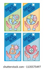 Set of donate blood cards