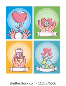 Set of donate blood cards