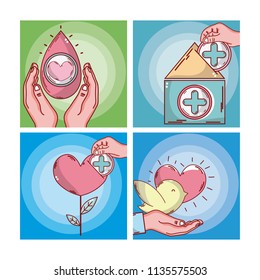 Set of donate blood cards