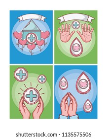 Set of donate blood cards