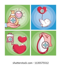 Set of donate blood cards