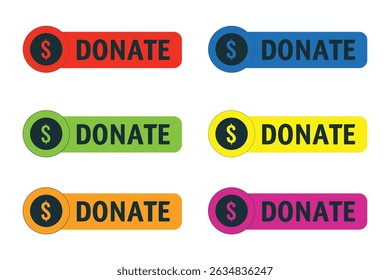 Set of donate sign icon, donate button set vector symbols, dollar sign donation