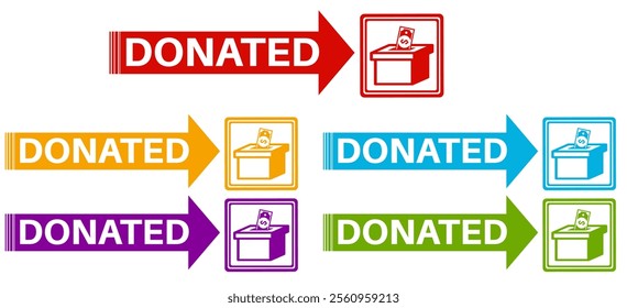 set donated badge labels icon. charity donate symbol design funding sticker template vector illustration