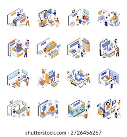 Conjunto de Ilustraciones isométricas de donación 