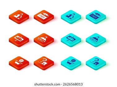 Set Donation money, House with question mark, food, Help homeless,  and Homeless icon. Vector