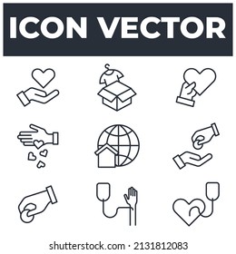 set of Donations and Charity elements symbol template for graphic and web design collection logo vector illustration