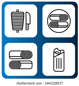 Set of doner icons such as Shawarma , doner
