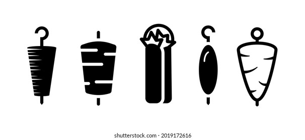 Set of Doner kebab icon on white background. Vector kebab