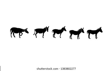set donkey black logo icon designs vector illustration sign silhouette
