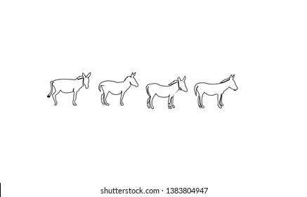 set donkey black outline with black background logo icon designs vector illustration sign silhouette