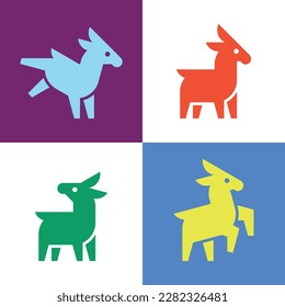 Set of Donkey Logo. Icon design. Template elements
