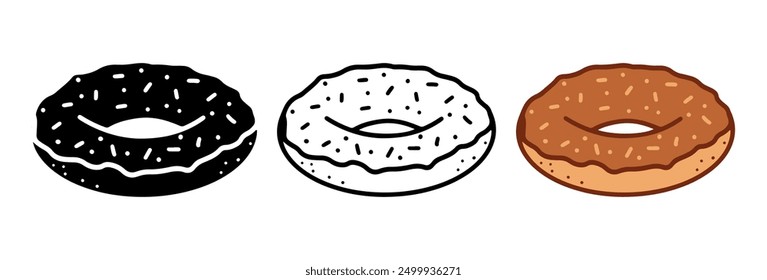 Set of Donut cartoon doodle, Vector, Illustration.