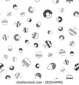 Set Donut, Chocolate egg, Cake plate and  on seamless pattern. Vector