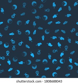 Set Donut, Ice cream, and Location with slice pizza on seamless pattern. Vector.