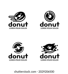 Set of donut logo. Street food icon. Modern flat restaurant or cafe logotype. Vector design concept. fastfood sign illustration