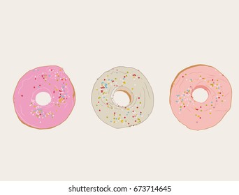 set of donut , sketch vector.