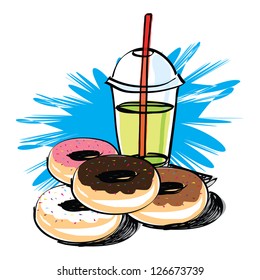 Set of donut vector hand drawn