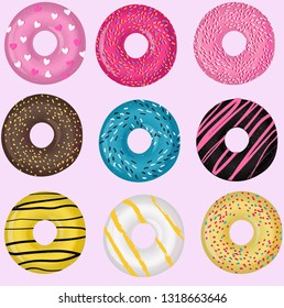Set donut vector illustraion