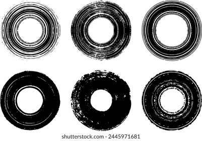 A set of donut-like circles drawn with a brush. Asian style.