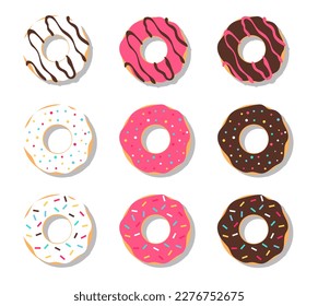 Set of donuts background.Eps 10 vector.