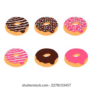 Set of donuts background.Eps 10 vector.