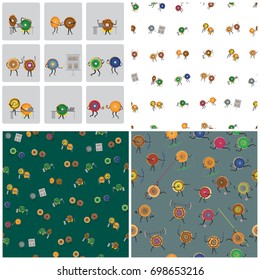 Set of donuts characters. 