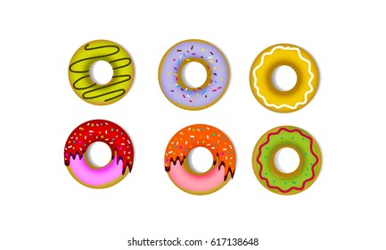 Set donuts cute vector illustrator series