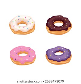 set of donuts delicious sweet food with powder