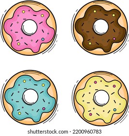 set of donuts in different colors