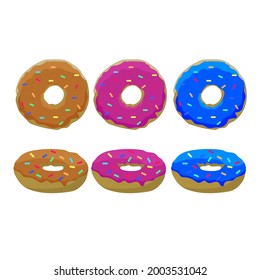 conjunto de planos de donuts, ilustración vectorial