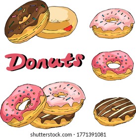 A set of donuts with frosting design element vector 